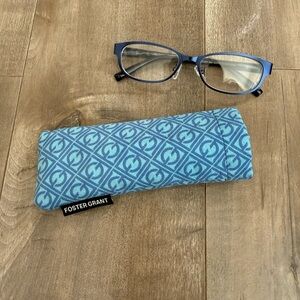 Foster Grant Isa Reading Glasses FRAMES ONLY Navy With Soft Case Blue‎ 52 16-134